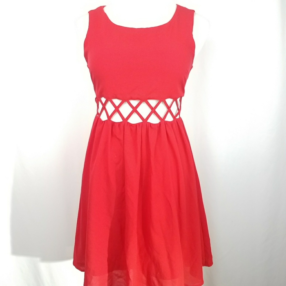 Women's Red Summer Fit & Flare Dress Size Small